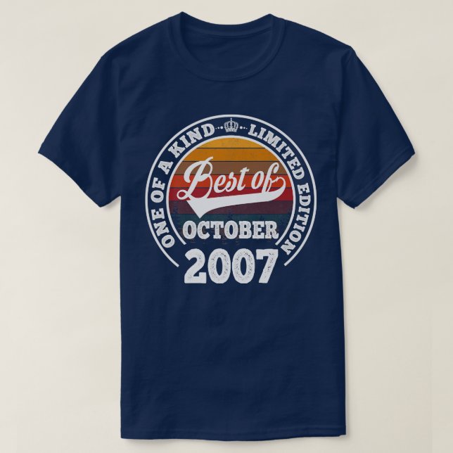 Best Of October 2007 15th Birthday Gift For 15 Yea T-Shirt (Design Front)