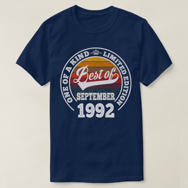 Best Of September 1992 30th Birthday Gift For 30 Y T-Shirt (Design Front)
