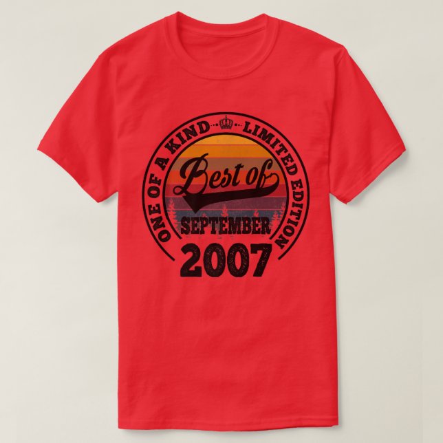 Best Of September 2007 15th Birthday Gift For 15 Y T-Shirt (Design Front)