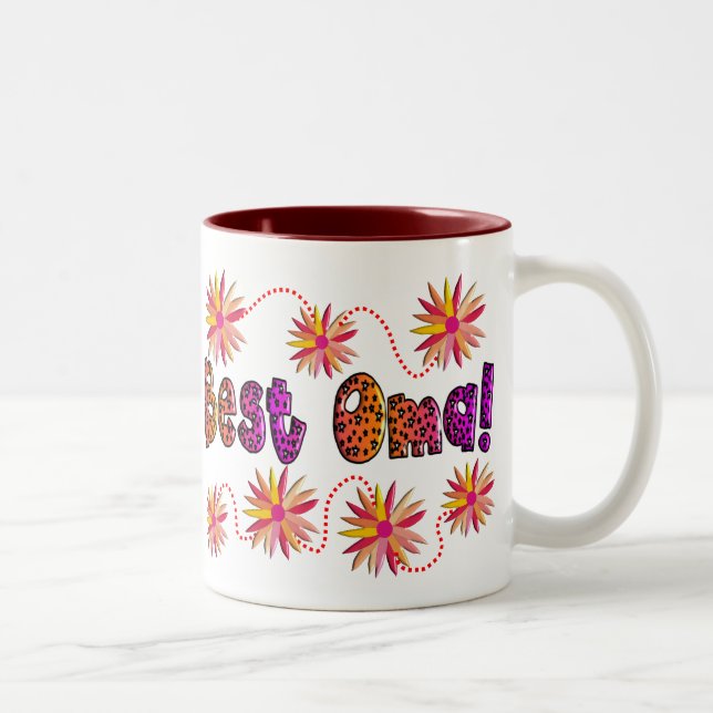Best OMA PINK ORANGE FLOWERS Two-Tone Coffee Mug (Right)