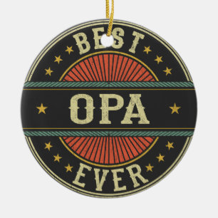 Best Opa Ever Retro Vintage Grandpa Fathers Day Ceramic Tree Decoration