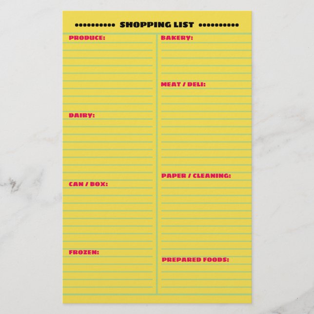 Best Organised 2-Sided Shopping List Flyer (Front)