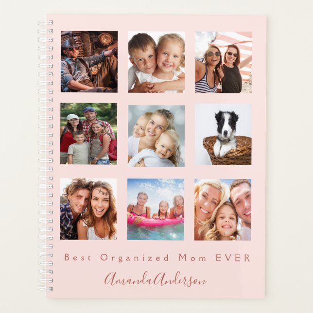 Best organised mum photo family  blush pink 2026 planner (Front)