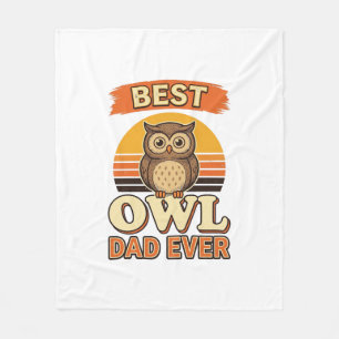 Best Owl Dad Ever Vintage Engraving Shirt Design_1 Fleece Blanket