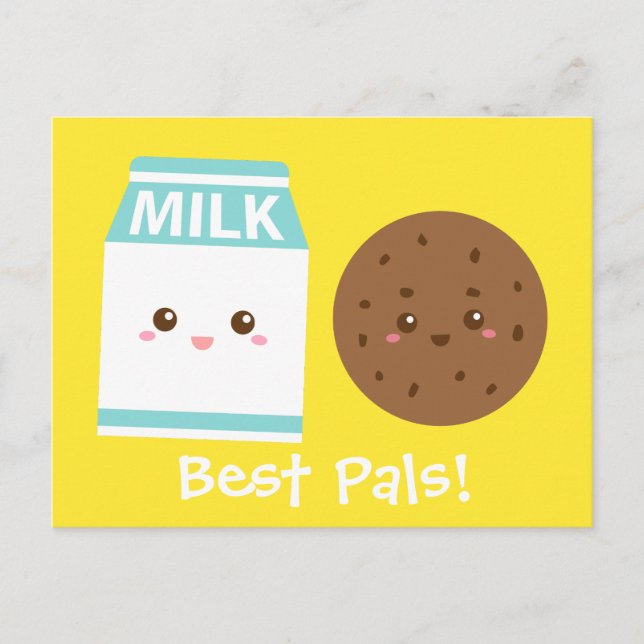 Best Pals, Cute Milk and Cookies Postcard (Front)