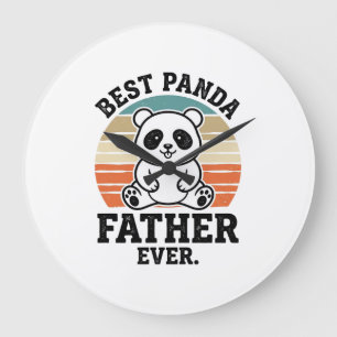 Best Panda Father Ever Vintage Panda Shirt Design_ Large Clock