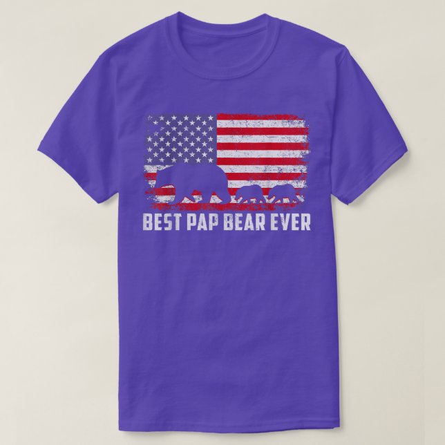 Best Pap Bear Ever USA American Flag Father's Day  T-Shirt (Design Front)