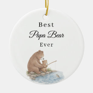 Best Papa Bear Ever Son Fishing Photo Ceramic Tree Decoration