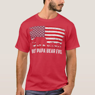 Best Papa Bear Ever USA American Flag Father's Day T-Shirt