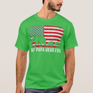 Best Papa Bear Ever USA American Flag Father's Day T-Shirt
