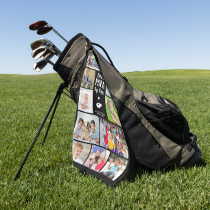 BEST PAPA BY PAR 11 Photo Collage Modern Golf Towel