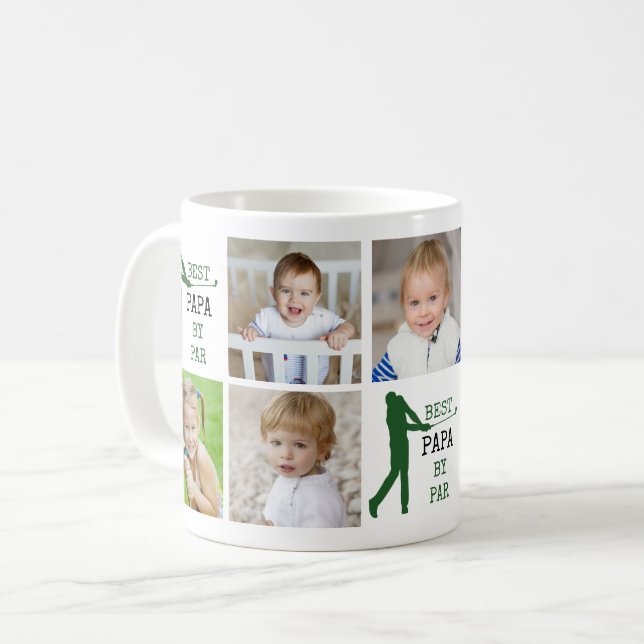 BEST PAPA BY PAR 7 Photo Collage Coffee Mug (Front Left)