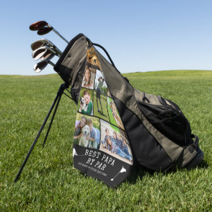 BEST PAPA BY PAR 9 Photo Collage Personalised Golf Towel