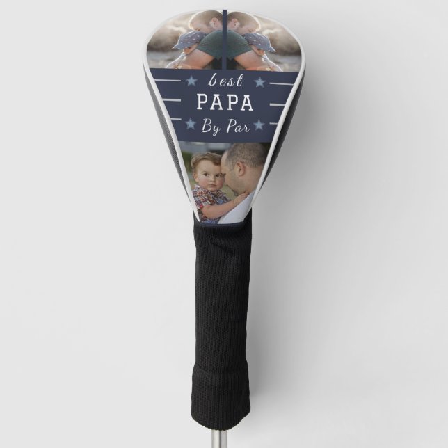 "Best Papa by Par – Custom 3-Photo Golf Head Cover (Front)