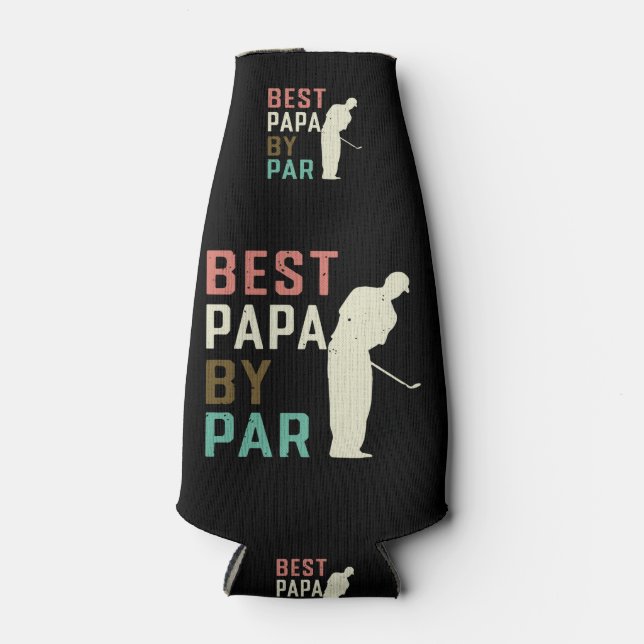 Best Papa By Par Golf Gift For Dad Father's Day Bottle Cooler (Front)