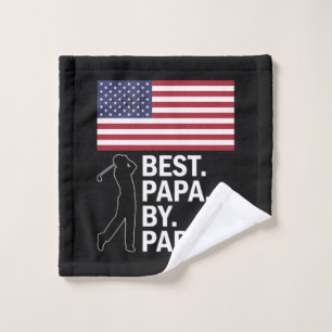 Best Papa By Par Golfing Papa Father's Day Golf Wash Cloth