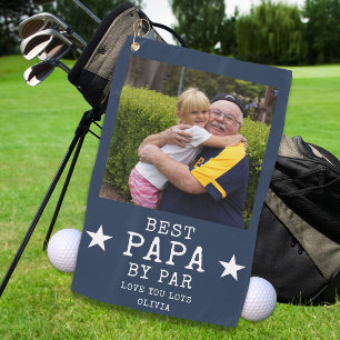 Best Papa by Par Personalised Grandpa Photo Blue Golf Towel
