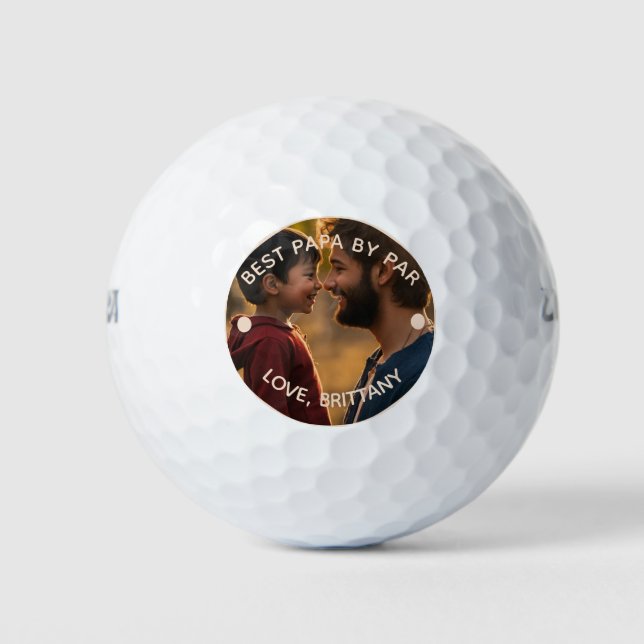 BEST PAPA BY PAR Photo Personalised Golf Balls (Front)