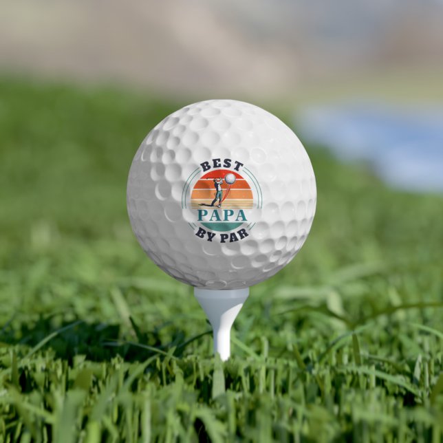 Best Papa By Par Retro Birthday Golfing Dad Golf Balls (Creator Uploaded)