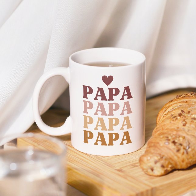 Best Papa Colourful Retro Bold Father's Day  Coffee Mug (Creator Uploaded)