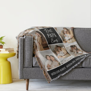 Best Papa Ever 11 Photo Throw Blanket