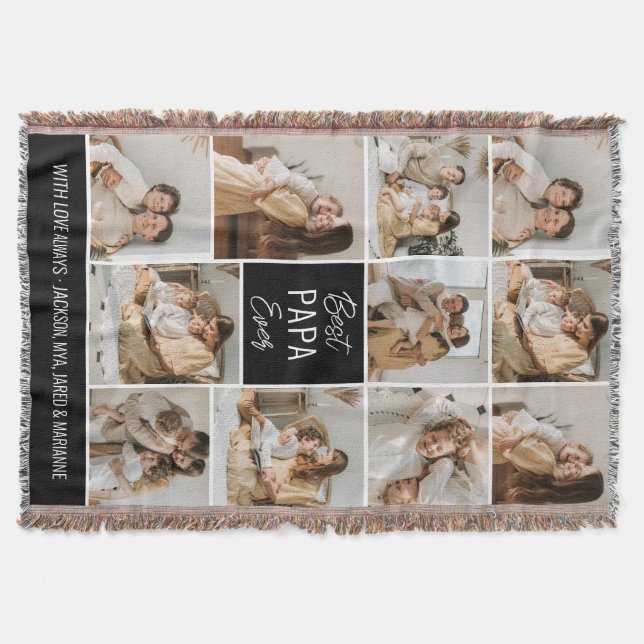 Best Papa Ever 11 Photo Throw Blanket (Front)