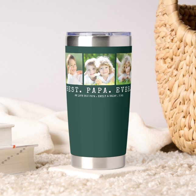 BEST PAPA EVER 3 Photos Personalized Insulated Tumbler (Living Room (Rotated))