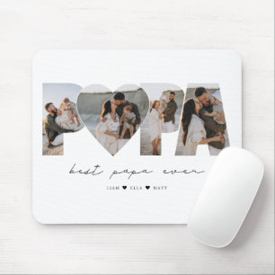 Best Papa Ever 4 Photo Collage for Dad or Grandpa Mouse Mat