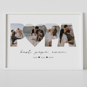Best Papa Ever 4 Photo Collage for Dad or Grandpa Poster
