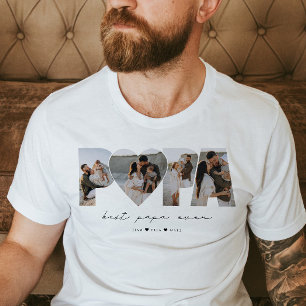 Best Papa Ever 4 Photo Collage for Dad or Grandpa T-Shirt