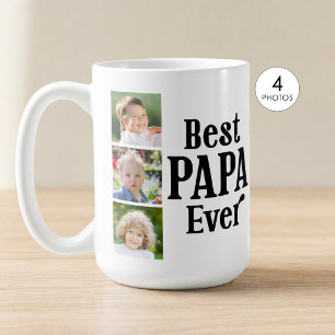 Best Papa Ever 4 Photo Personalised Coffee Mug