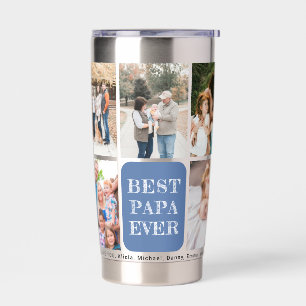 Best papa ever 9 photo collage personalised insulated tumbler