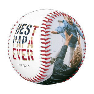 Best Papa Ever American Flag 2 Photo Personalised Baseball
