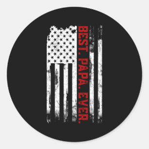 Best Papa Ever American Usa Flag Father’S Day Fo Classic Round Sticker