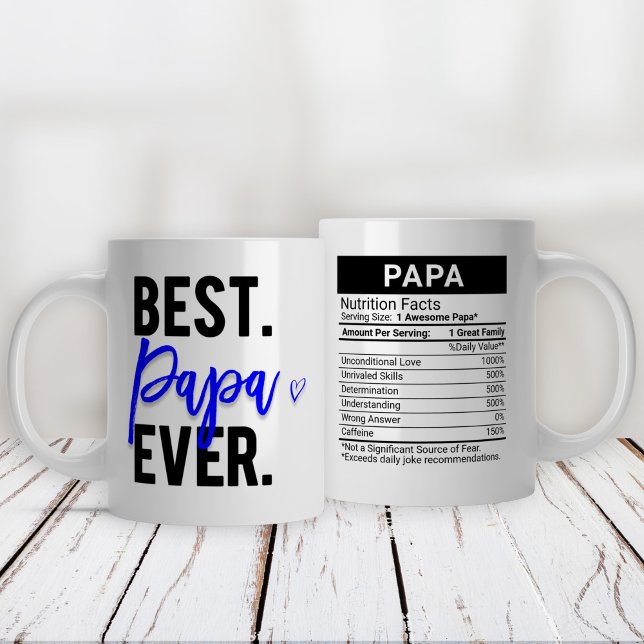 Best Papa Ever Blue + Nutrition Facts, Large Coffee Mug (Creator Uploaded)