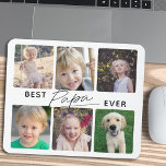 Best Papa Ever Calligraphy 6 Photo Collage Mouse Mat<br><div class="desc">This mousepad features a 6 photo collage for pictures of grandchildren. The text reads: "Best Papa Ever" and is accented with modern handwritten style calligraphy.</div>