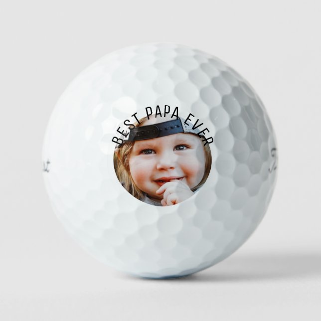 Best PaPa Ever Child Photo Titleist Pro V1 Golf Balls (Front)