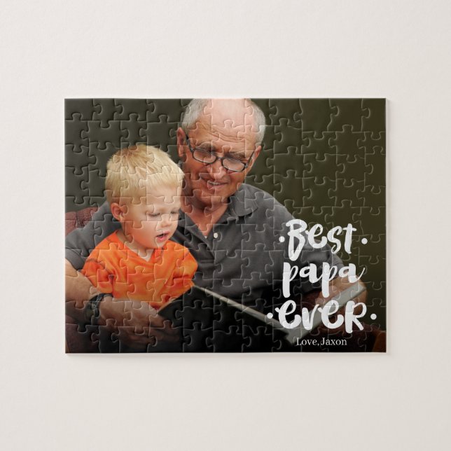 Best Papa Ever Custom Photo From Grandchild Jigsaw Puzzle (Horizontal)
