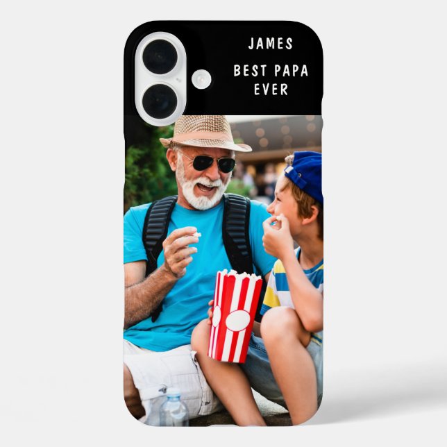 Best Papa Ever Custom Photo Name Case-Mate iPhone Case (Back)
