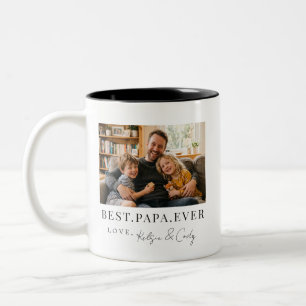 Best Papa Ever Fathers Day Gift Photo Two-Tone Coffee Mug