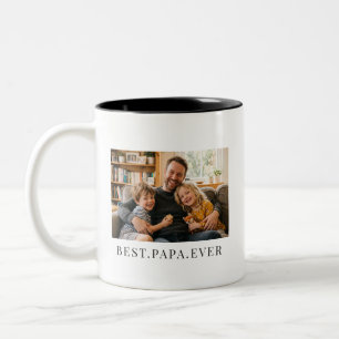Best Papa Ever Fathers Day Gift Photo Two-Tone Coffee Mug