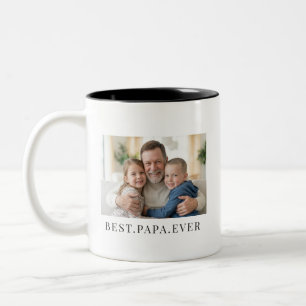 Best Papa Ever Fathers Day Gift Photo Two-Tone Coffee Mug