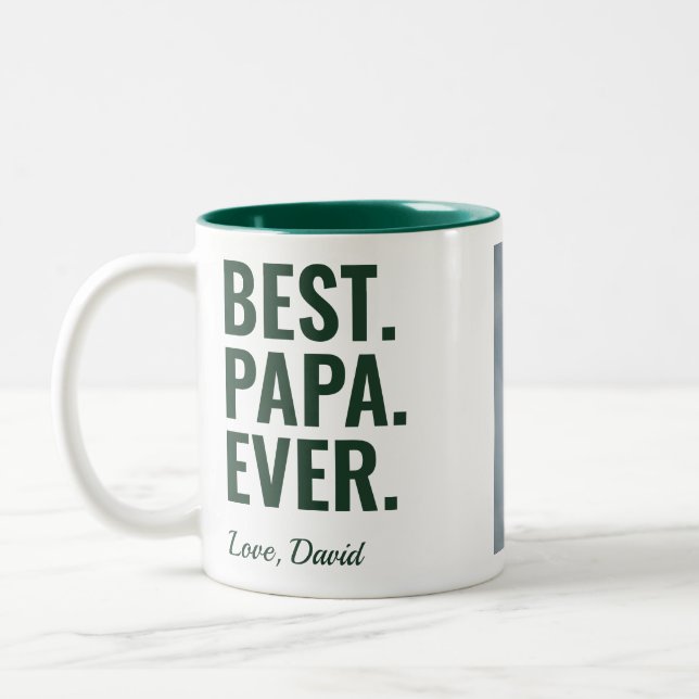 Best. Papa. Ever. Father's Day Photo Two-Tone Coffee Mug (Left)