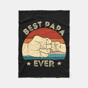 Best Papa Ever Fist Bump Funny Grandpa Father's Da Fleece Blanket