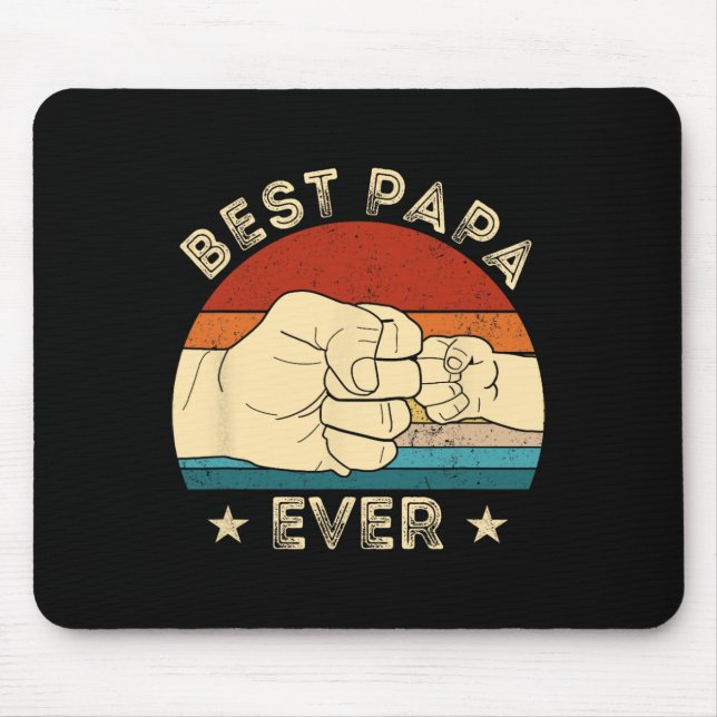 Best Papa Ever Fist Bump Funny Grandpa Father's Da Mouse Mat (Front)