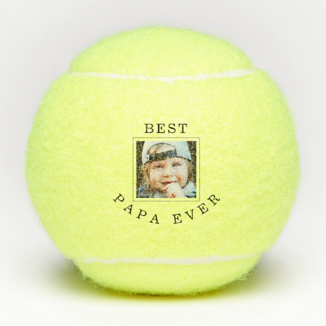 Best Papa Ever Frame Child Photo Tennis Balls (Front)