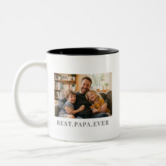 Best Papa Ever Gift Double Sided Photo Two-Tone Coffee Mug