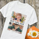 Best Papa Ever Grandchildren 2 Photo Collage  T-Shirt<br><div class="desc">Best Papa Ever  t.shirt to express your love to granddad personalised with 2 favourite photos. Makes a great gift for holidays, grandpa birthday, grandparents day  and father's day.</div>