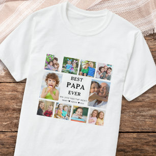 Best Papa Ever Grandkids 10 Photo Collage T-Shirt