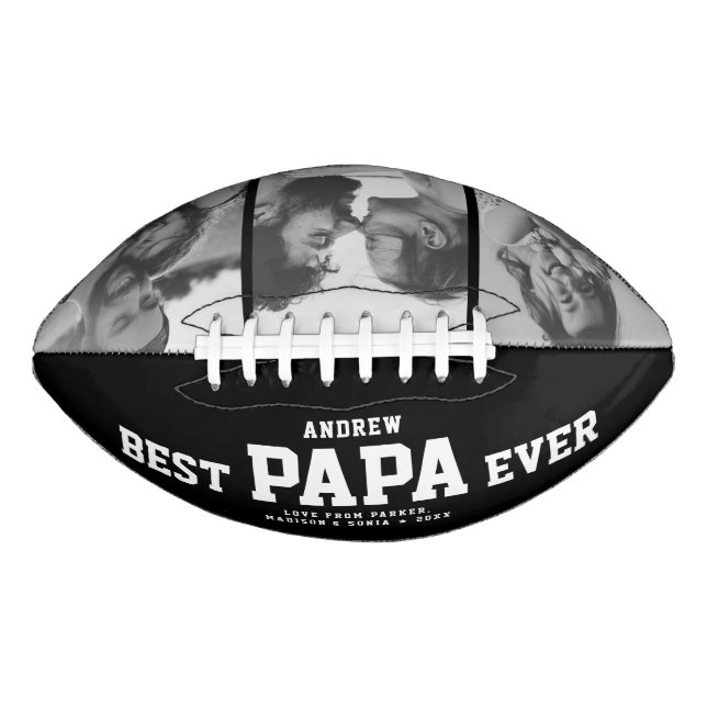 BEST PAPA EVER Modern Cool Black and White Trendy American Football (Front)